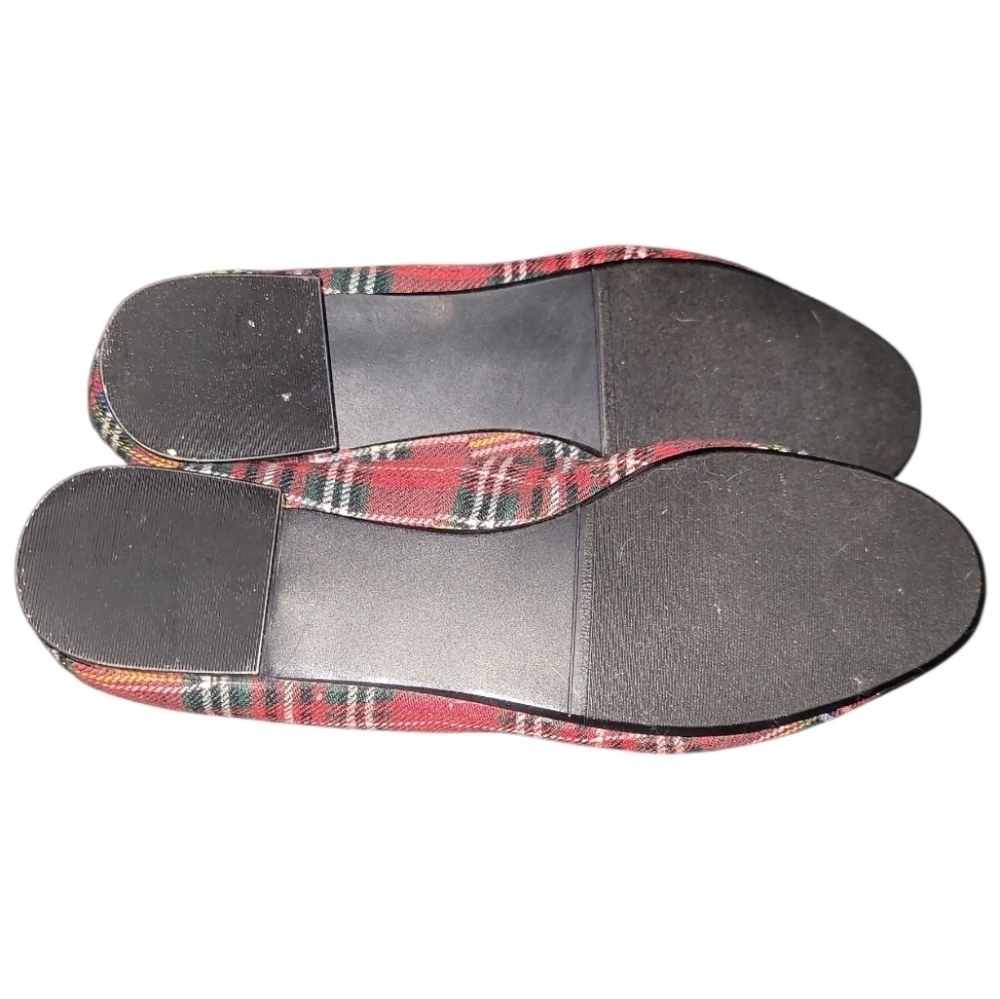 14th & union red tartan Plaid Loafers smoking slippers w Gold Toe 9.5 - Picture 3 of 4